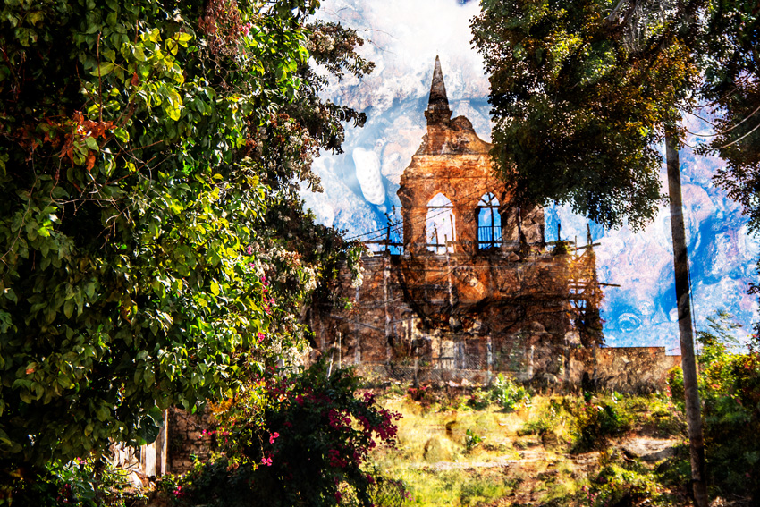 This old stone Church on sits on a hill in Trinidad, Cuba walking distance from the city square. The area is a very poor neighborhood and the narrow streets are blocked off from automobile and horse-drawn carriage traffic. 