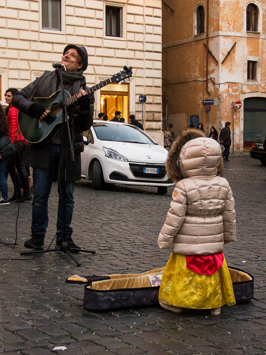 Young Girl and the Street Singer