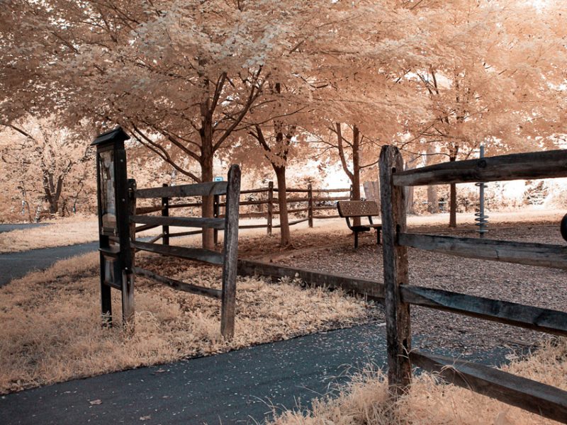 Rail Fence Enclosing Play Area