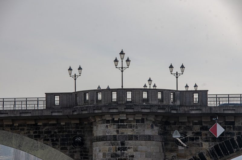 Lampposts on a Bridge crossing the Elbe River