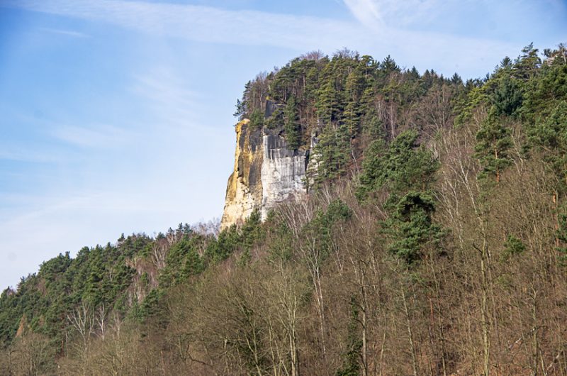 Sharp cliff overlooking the Elbe River stands like a guardian of the River