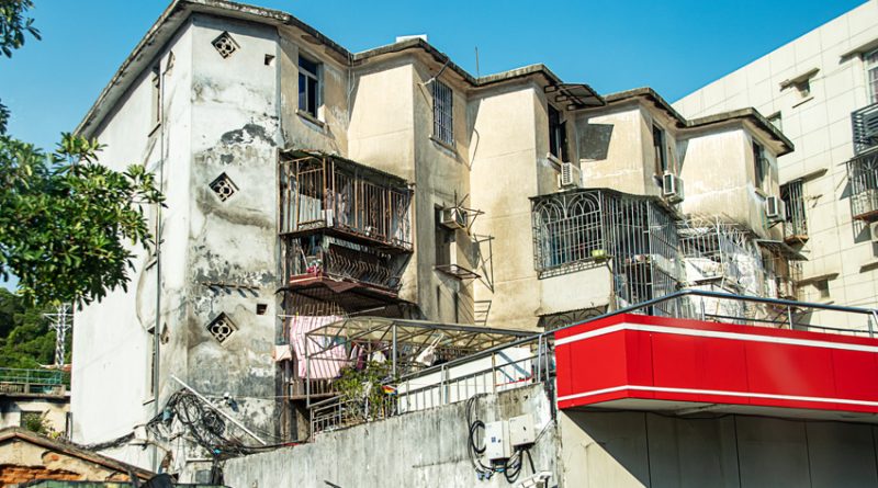Vintage Housing in Xiamen. Most housing consists of modern high rises reflecting the explosive growth of Xiamen and other Chinese cities.