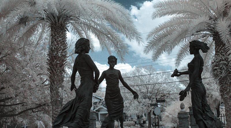 Dancing in a Park, Infrared Photograph with a False Color Scheme