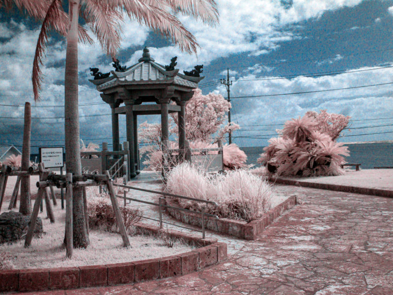 Okinawa, Small Shrine, False Color Infrared, 590nm