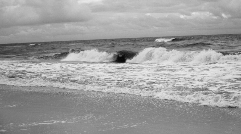 Surfs Up, Infrared Photograph, Black and White