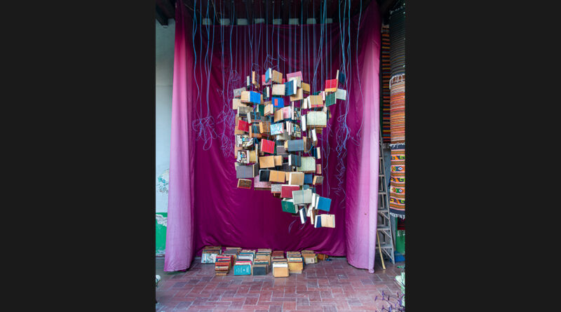 Installation of Books in the shape of Oaxaca province