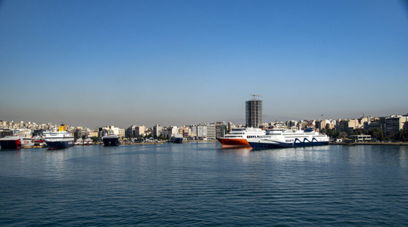 Pireaus Harbor with new high rise