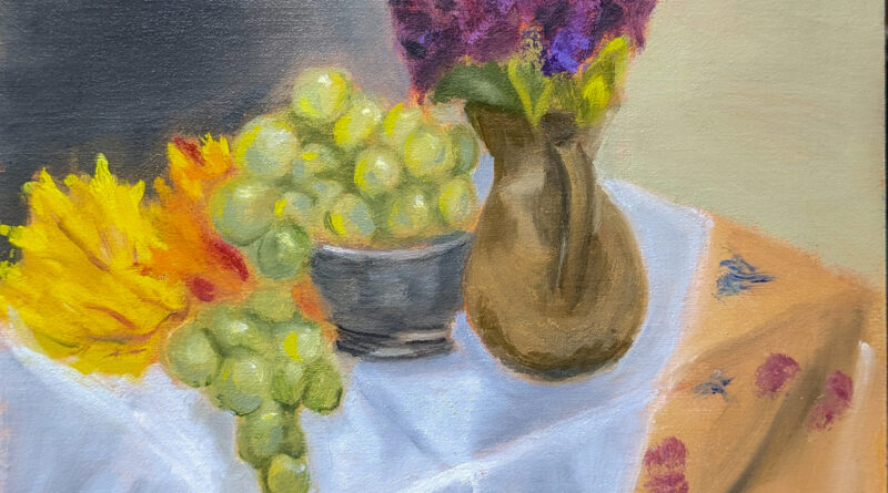 Grapes and Pitcher with Flowers