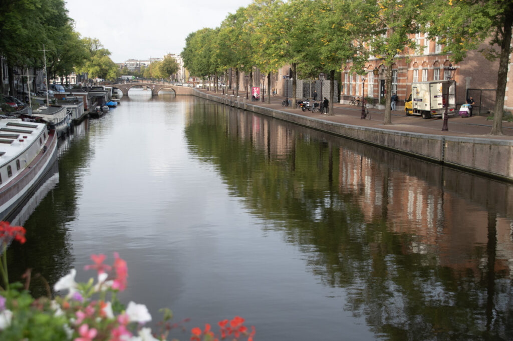 Amsterdam Canal with Flowers